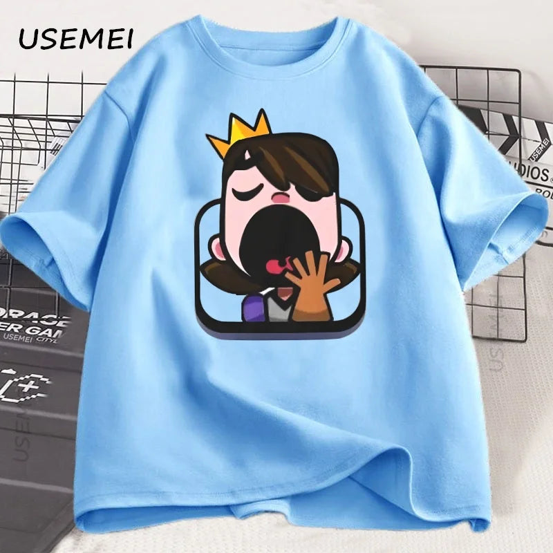 Clash Royale Princess Yawn T Shirt Men Women Causal Short Sleeve Funny T-shirt Men's Clothing Harajuku Streetwear Man Tops