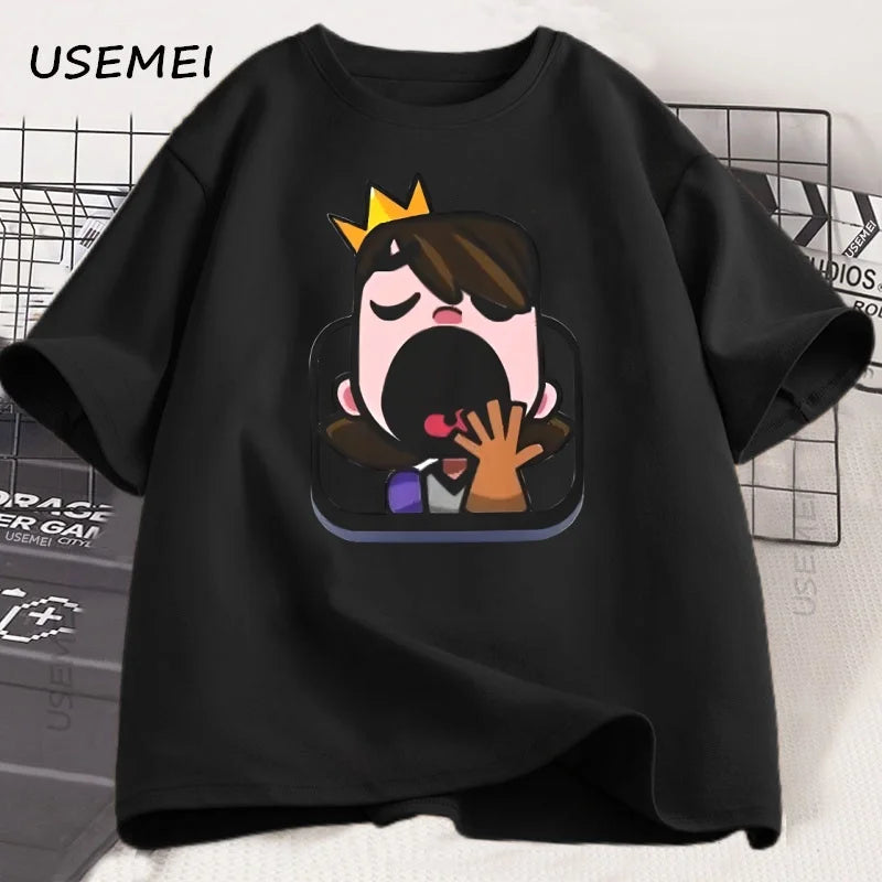 Clash Royale Princess Yawn T Shirt Men Women Causal Short Sleeve Funny T-shirt Men's Clothing Harajuku Streetwear Man Tops