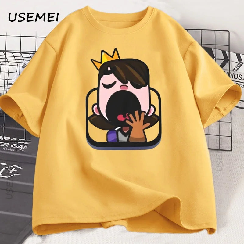 Clash Royale Princess Yawn T Shirt Men Women Causal Short Sleeve Funny T-shirt Men's Clothing Harajuku Streetwear Man Tops