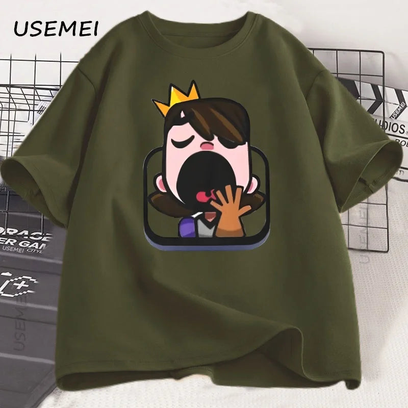 Clash Royale Princess Yawn T Shirt Men Women Causal Short Sleeve Funny T-shirt Men's Clothing Harajuku Streetwear Man Tops