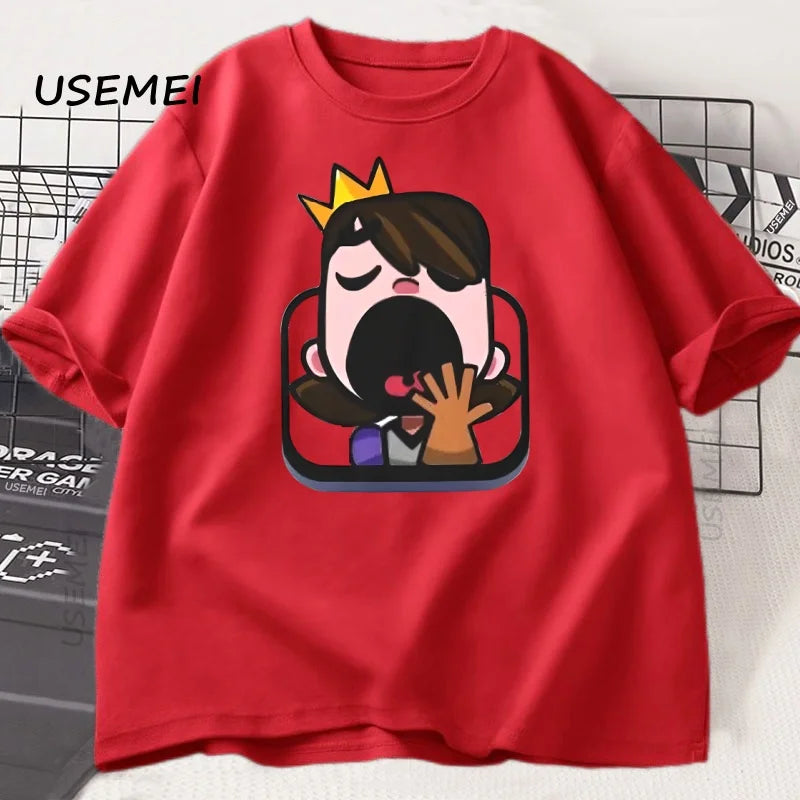 Clash Royale Princess Yawn T Shirt Men Women Causal Short Sleeve Funny T-shirt Men's Clothing Harajuku Streetwear Man Tops