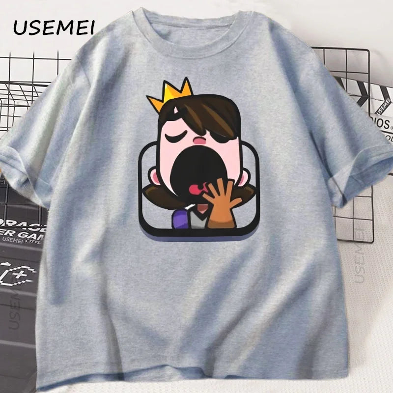 Clash Royale Princess Yawn T Shirt Men Women Causal Short Sleeve Funny T-shirt Men's Clothing Harajuku Streetwear Man Tops