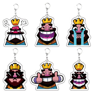 Clash Royale King Emoticon Game Peripherals Cute Acrylic Key Chain Keychains Model Pendant Decoration Kid Toys Gift