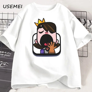 Clash Royale Princess Yawn T Shirt Men Women Causal Short Sleeve Funny T-shirt Men's Clothing Harajuku Streetwear Man Tops